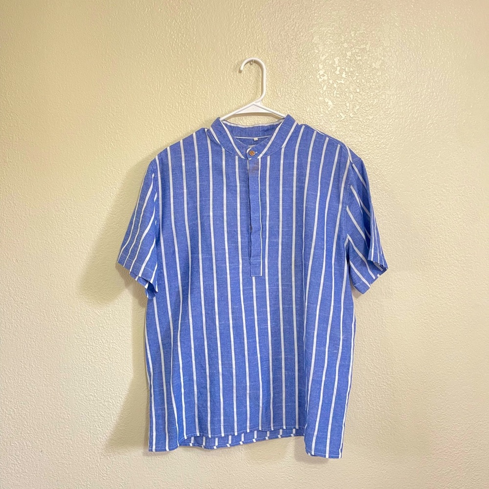 SHEIN Blue and white stripe T- Shirt Large